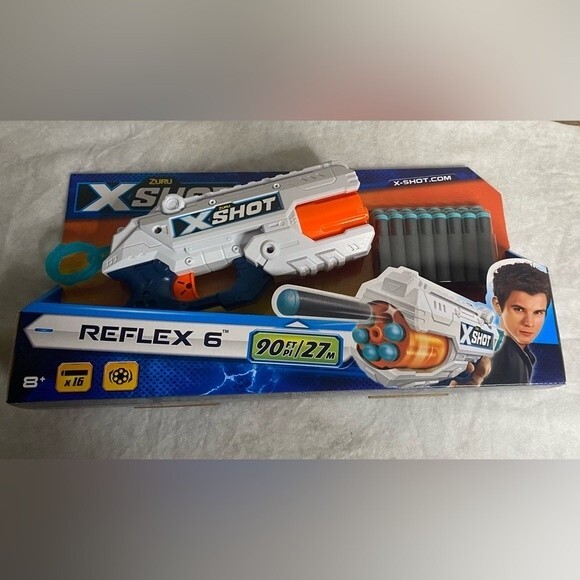 NEW ZURU X-Shot Excel Double Reflex 6 Foam Dart Blaster with 16 Darts Multicolor - Picture 2 of 3